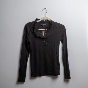 NWT J. Crew ruffle-collar long-sleeve shirt in vintage rib